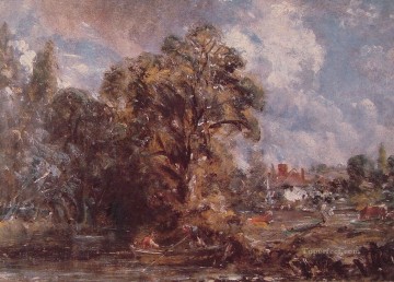 ジョン・コンスタブル Painting - 川の情景 ロマンチックなジョン・コンスタブル